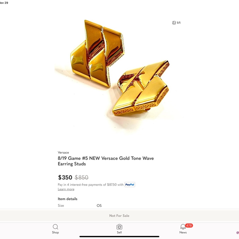 Versace Gold Geometric Earring Studs